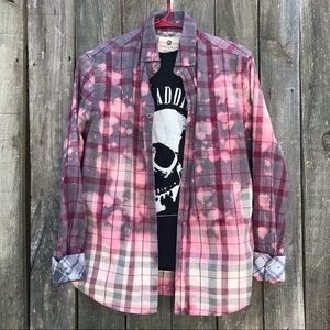 Upcycled Distressed bleached flannel medium
